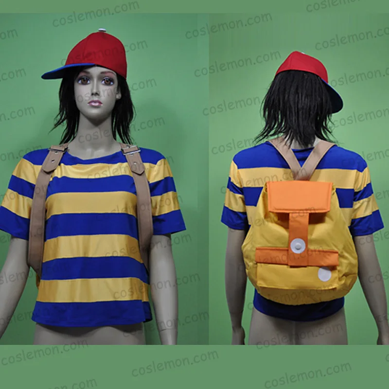 

Earthbound Mother 2 Ness Cosplay Costume Halloween Uniform Outfit Shirt+Backpack Custom-made