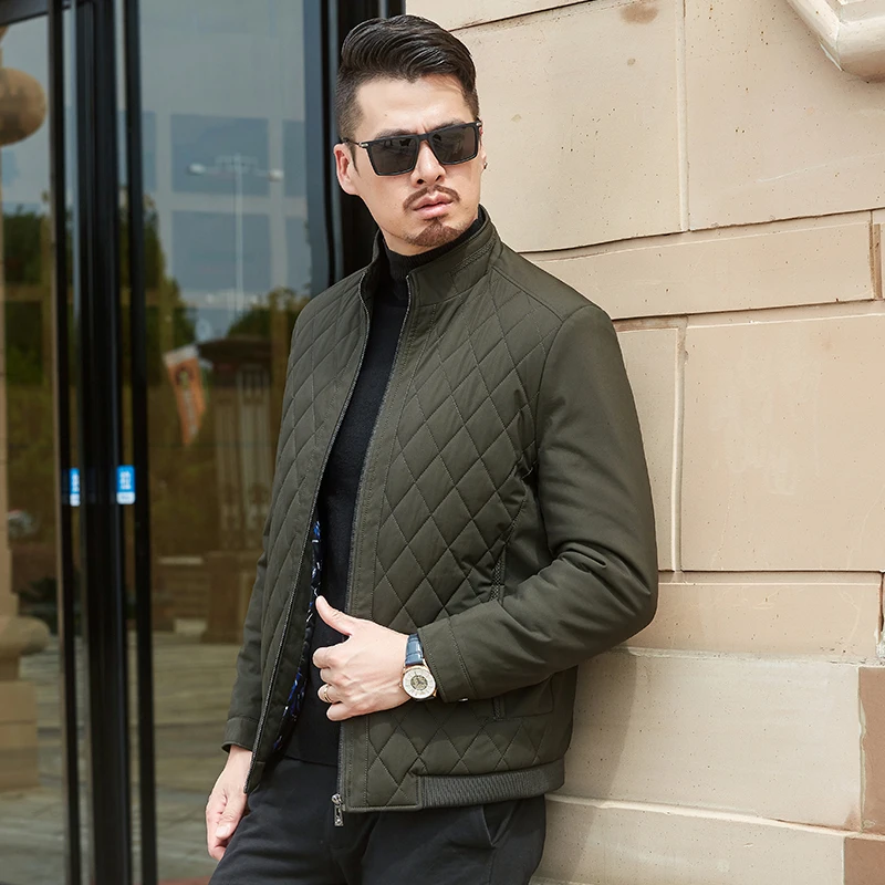 Мужская повседневная утепленная куртка бомбер приталенная из 100% хлопка мужская