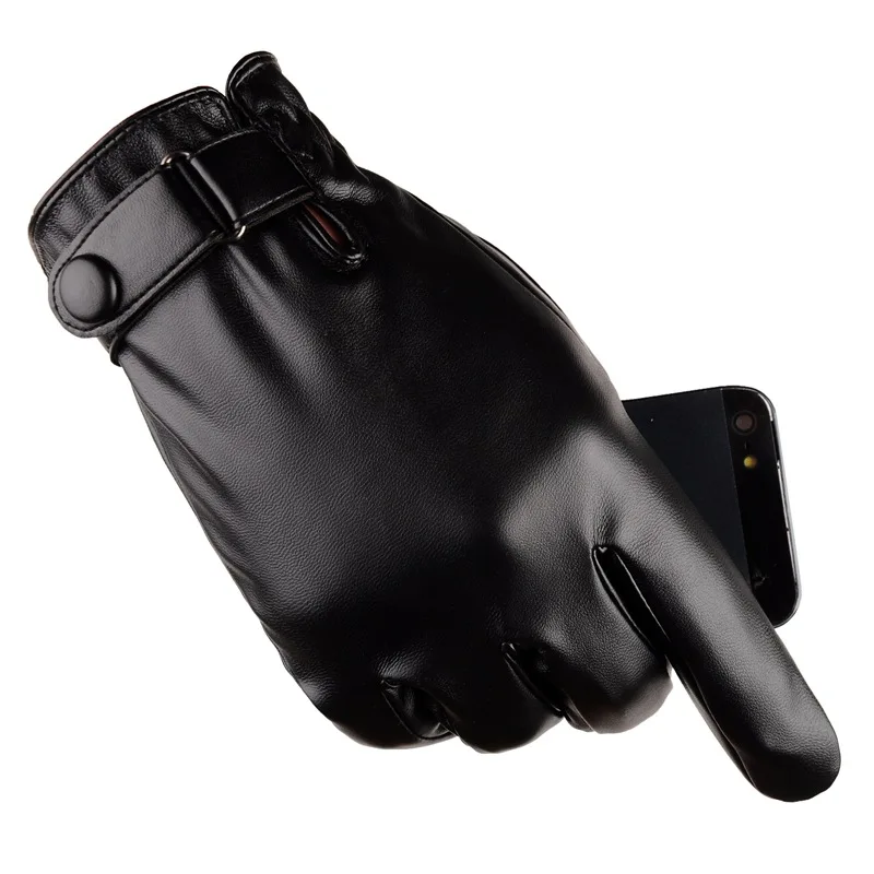Miya Mona Зимние перчатки для мужчин кожаные Mitaine однотонные Guantes вождения теплые