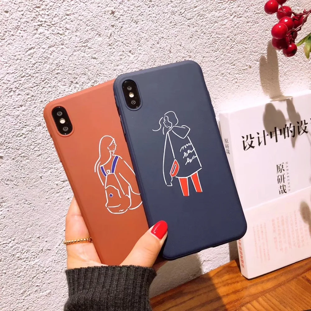 Простой чехол с ручной росписью для девочек iPhone8plus 6s Универсальный мягкий 7 p пара