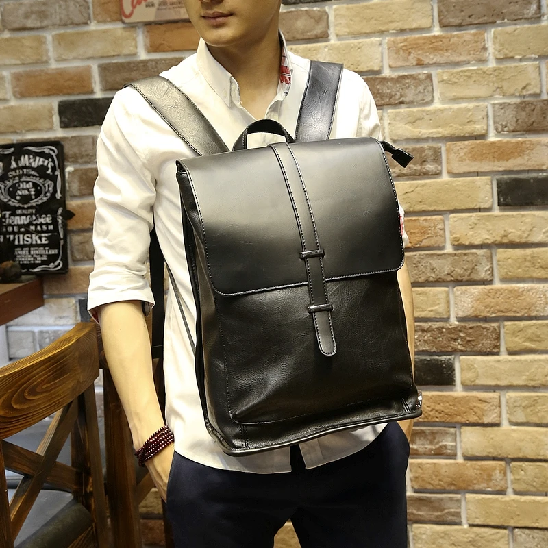 Мужской рюкзак из искусственной кожи для ноутбука деловой Mochilas Couro Masculina