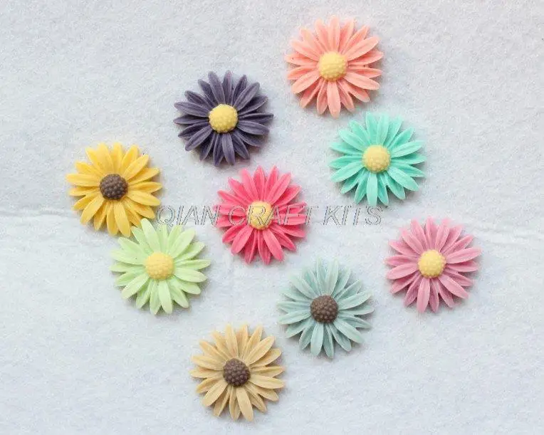 

120 pcs extra big 26 mm Mixed Colors sun flower resin cabochon Cabs decoden flatback wholesale free shipping D25 display