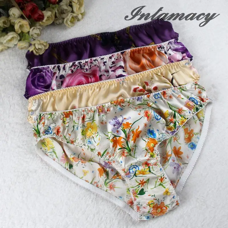 Шелковое нижнее белье больших размеров трусы из 100% шелка и атласа с принтом на