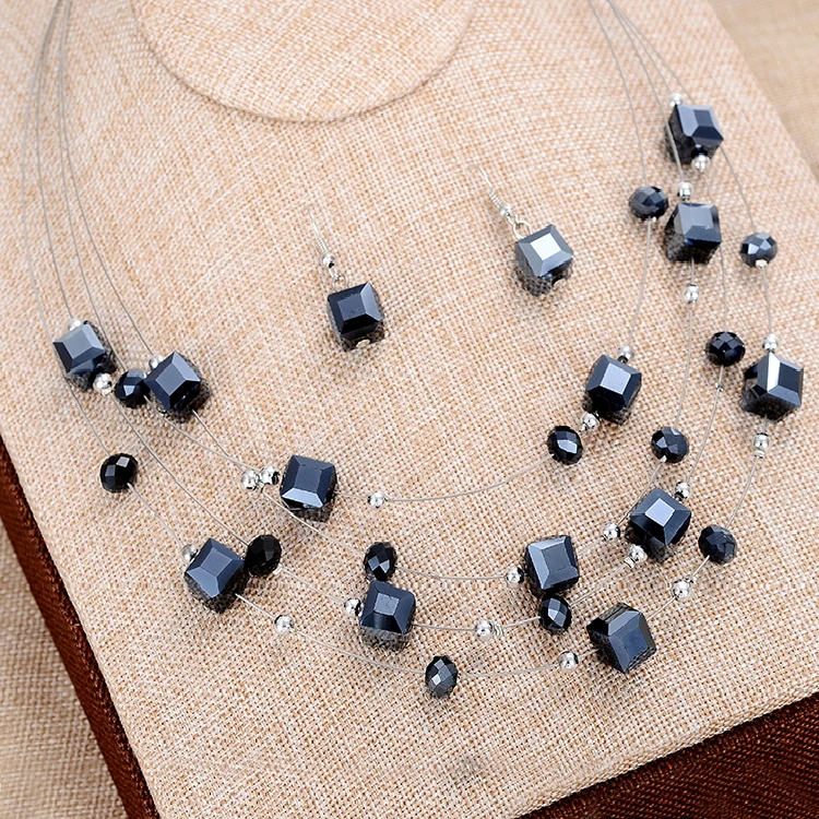 Комплект из колье и серёг с кристаллами|necklace earring set|bridal jewelry setscrystal set |