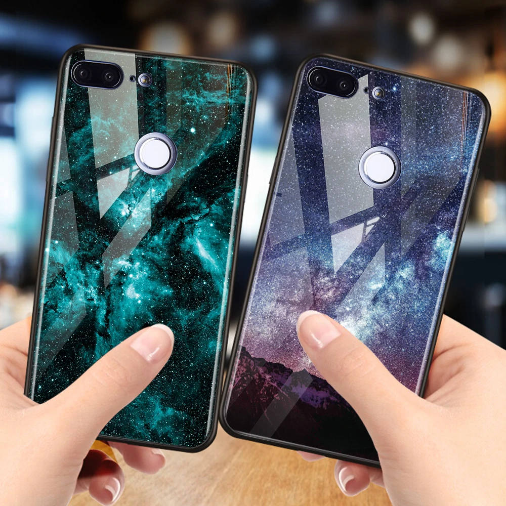 Hisomone Luxury Tempered Glass Case On For Huawei Honor 9 Lite 10 Play Star Pattern P Smart P20 Pro Nova 3 |