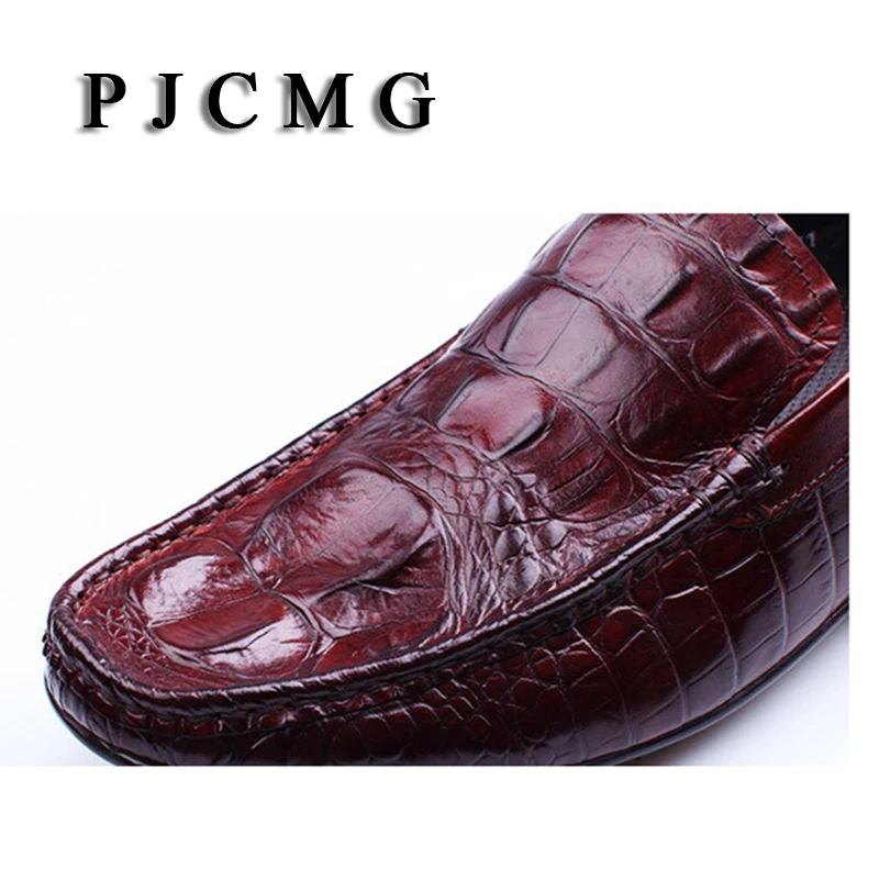 Мужские мокасины без шнуровки PJCMG черные/красные повседневные Мокасины из
