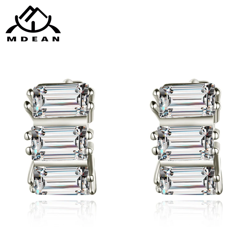 Женские классические серьги MDEAN круглые из белого золота с фианитом ААА