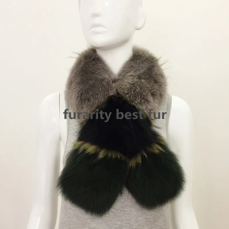 SF0245 New Arrival Women Real fox Fur Collar Scarf Fashion Womens Natural Design Scarves Girls Neck Warmer Black Stole |