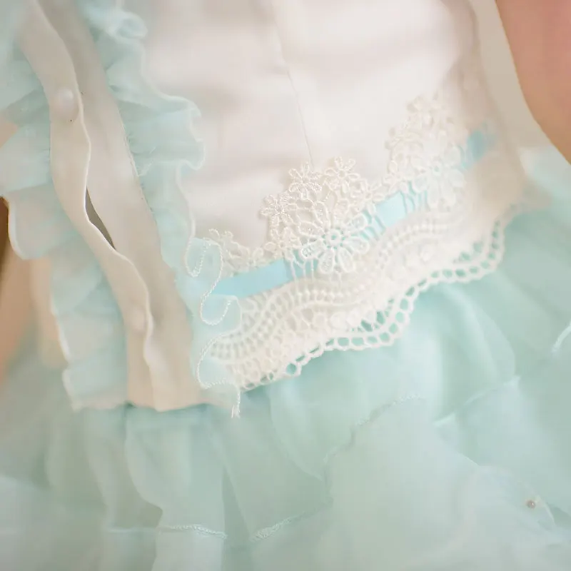 

Princess sweet lolita blouse Candy rain summer new Japanese style sweet blue lace bow chiffon blouse C15AB5735