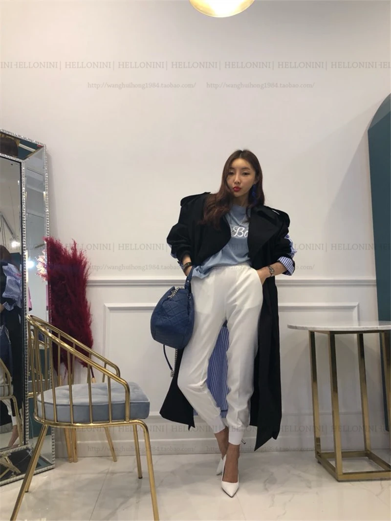 Best Selling Vintage Stripe print Patchwork loose overcoats beautiful pocket design cozy winter trench