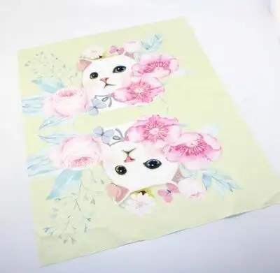 ZENGIA 37*50 см кошка печать имитация шелка diy сумка ткань шитье узор живопись материал ремесла текстиль лоскутное мультфильм - Цвет: H29-4