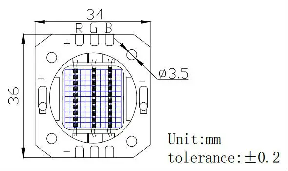 Светодиодный модуль высокой мощности 30 Вт RGB (красный зеленый синий) с чипом epileds