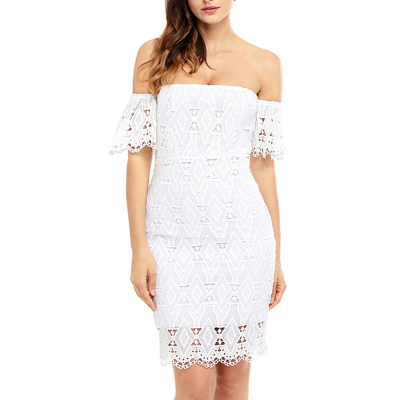 Новинка 2018 кружевные вечерние платья Элегантное Белое Облегающее платье с