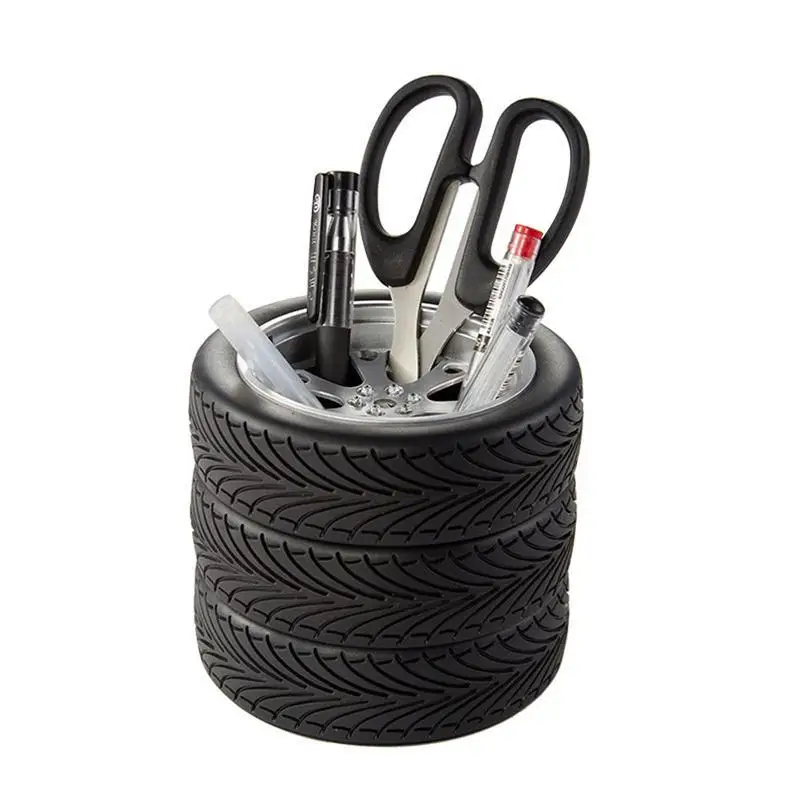 Office School Learning Stationery Storage Simulation Tire Shaped Pen Holder Brush Pot Supplies For Students Children #B |