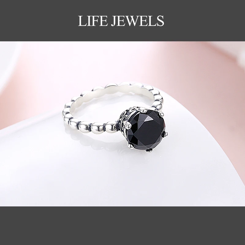 Authentic 100% 925 Sterling Silver Black Zircon Rings Charm l Women Luxury Valentine's Day Gift Jewelry 18105 | Украшения и