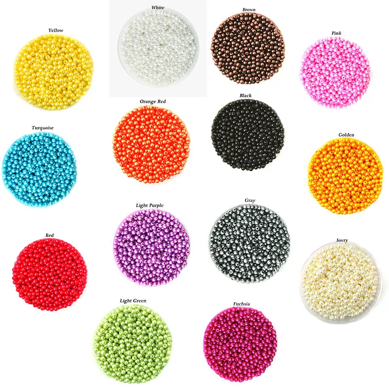 4mm 1000pcs Round Imitation Plastic Beads Pearl For Jewelry Making Necklace Bracelet DIY Findings Accessories | Украшения и
