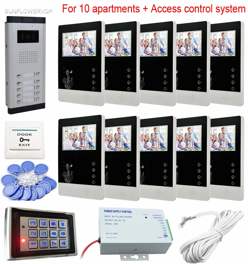Домофоны на передней двери 10 шт. CCD объектив цветной экран 4 3 дюйма для