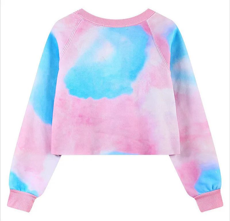 Укороченный пуловер SS Tie Dye для пупка розовая толстовка с принтом LOVE разноцветная