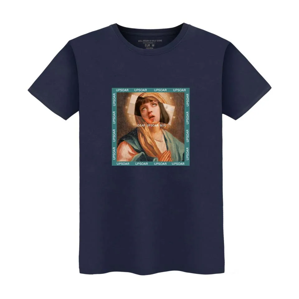 QJM Virgin Mary/Женская хлопчатобумажная рубашка с коротким рукавом Повседневная