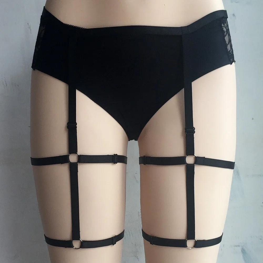 

Leg Garters with Straps Women Stockings Garter Belt Sexy Body Harness Punk Gothic Pentagram Rivet Fashion Strappy Cage Festival