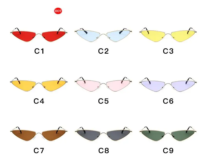 

New Vintage Cat Eye Sunglasses Women Small Triangle Sun Glasses Fashion Color Lenses Female Glasses Metal Frame UV400 zonnebril