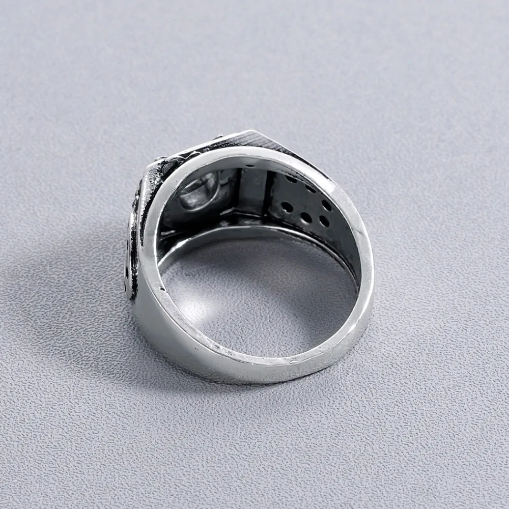 Chandler Green Stone Lucky Men's Horseshoe Ring Retro Classic Size 9 Good Luck Anillos Knuckle Anel Black | Украшения и