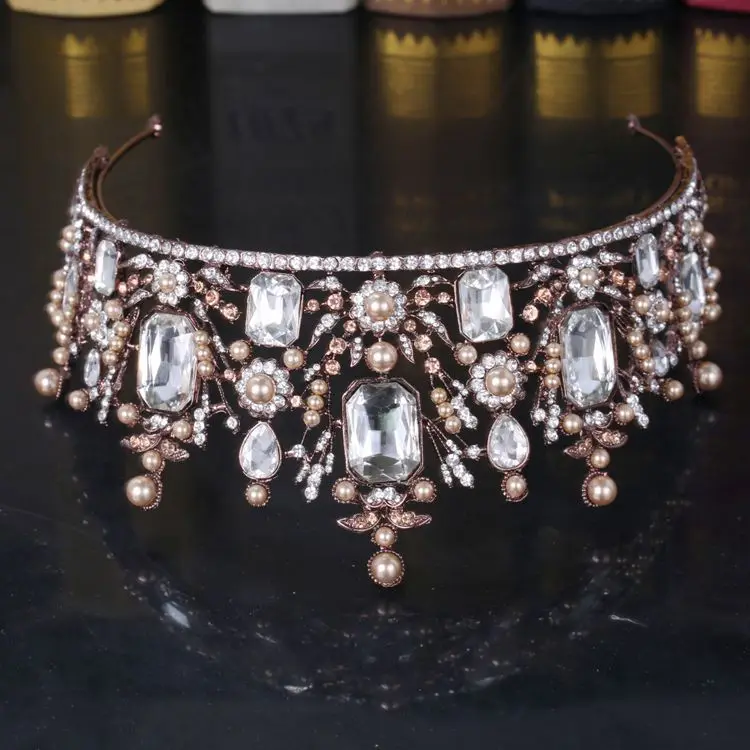 HIMSTORY Luxury Vintage Gun Black Tiara Crown Queen European Wedding Tiaras Bronze Large Crowns Cosplay Birthday Hair Jewelry | Украшения и