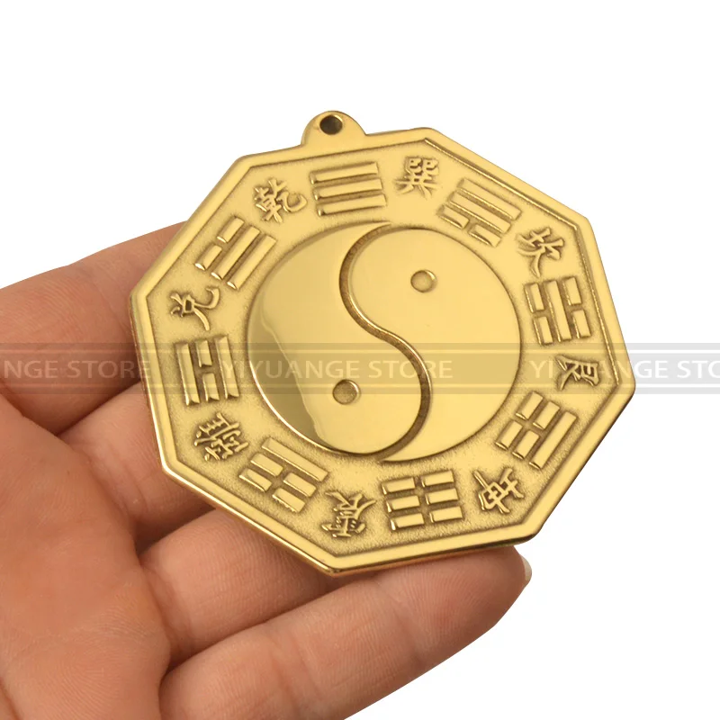 Китайское вогнутое Выпуклое медное зеркало Taiji Bagua размером 8 5 см | Статуэтки и миниатюры -32815676099