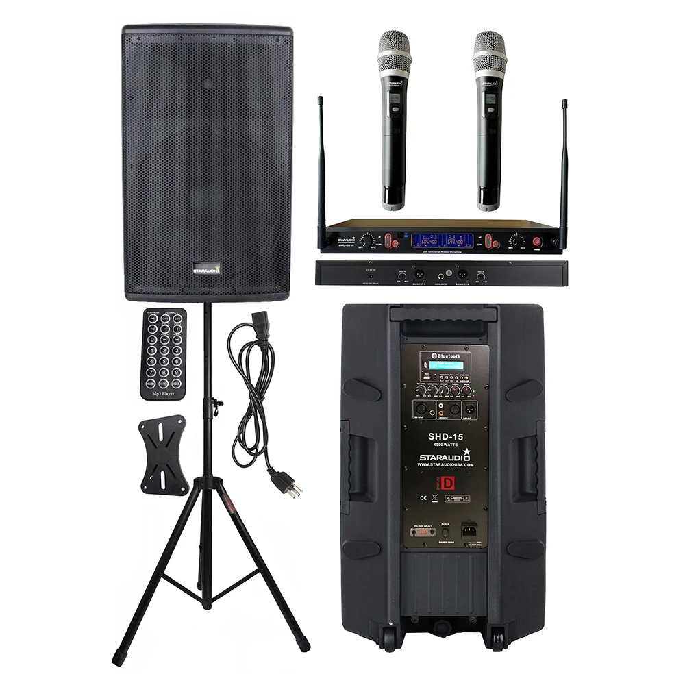 STARAUDIO 4000 Вт работает 15 &quotпа активный Bluetooth Динамик KTV диско этапа DJ стенд 2CH UHF ИК