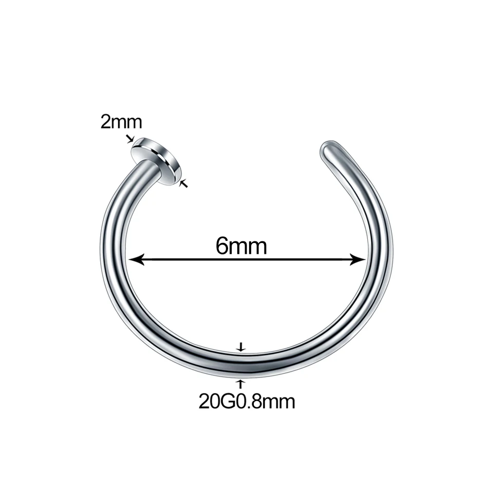 20G 0.8x6x2mm 1 шт./лот 20 г стальное кольцо в носу кольцо для пирсинга Nariz розовое золото поддельные перегородки кольцо 18 г пирсинг Oreille серьги на Козелок поддельные Percings - Окраска металла: 20G 0.8x6x2mm
