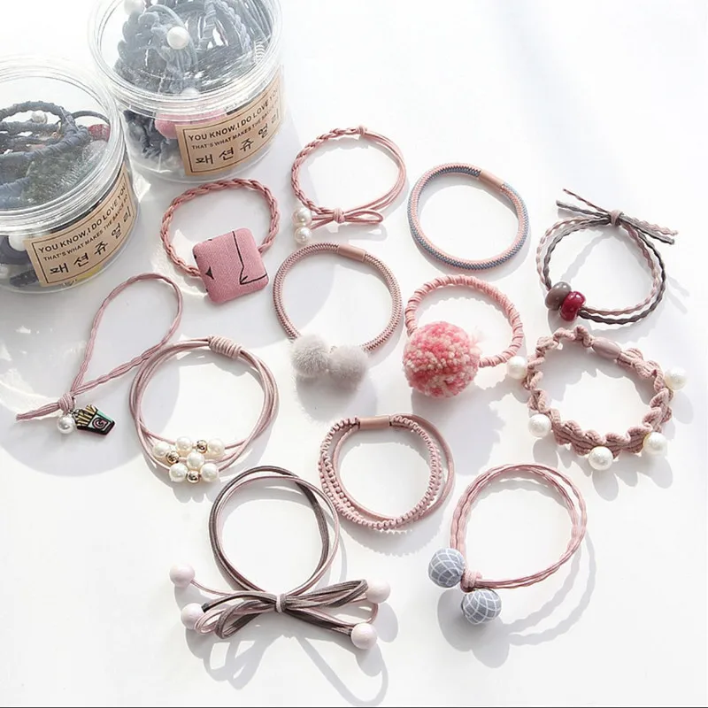 12 шт. много резинки для волос браслеты Для женщин жемчугом резиновая комплект