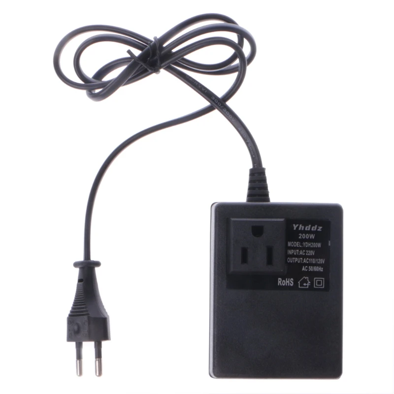 

200W AC 220V to 110V Step Down Transformer Convert AC Power Adapter Charger EU Plug