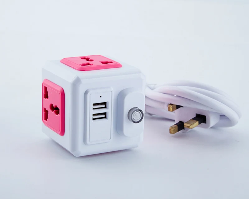 UK Plug SHIERAK Универсальный Стандартный Magic Cube разъем 110-250 V 10A 4 розетки с 2 Порты usb 5 V 2A Удлинительный Кабель-адаптер 2 м 2500 Вт умный дом - Тип: UK Plug