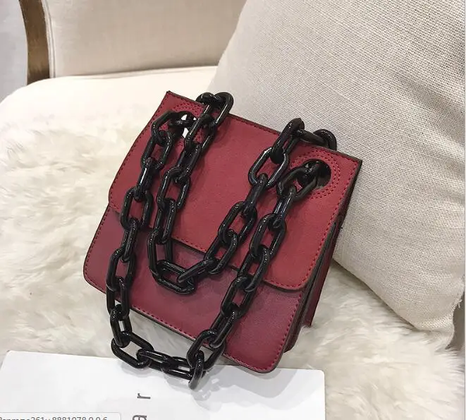 Casual Acrylic Chains Lattice Shoulder Bag Women Handbags Crossbody Bags Lady Brands Small PU Leather Flap Bolsa Messenger Bags