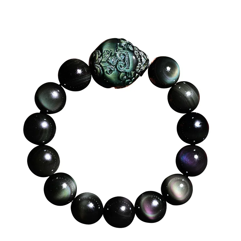 Натуральные камни обсидиановый ювелирный браслет с бусинами 3 цветов