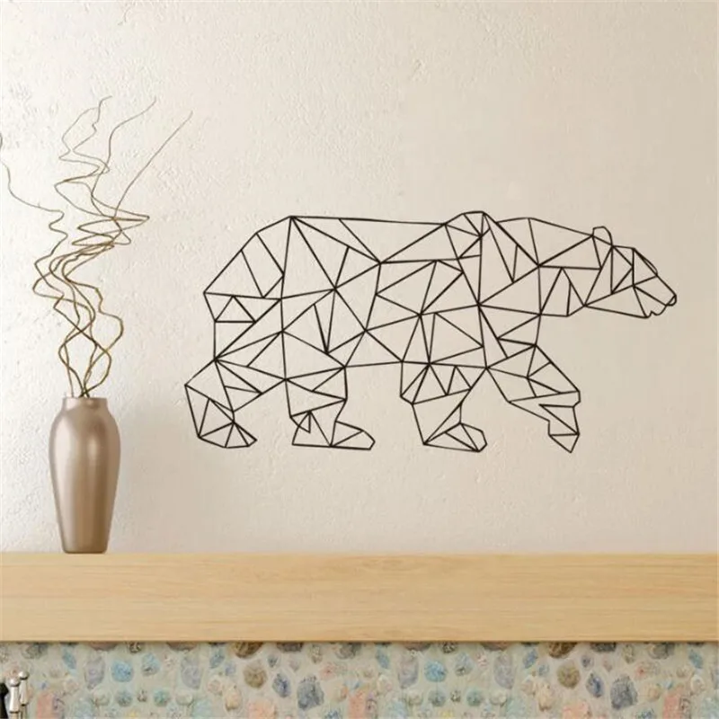 IDFIAF Geometric Bear Wall Decal Not all who wander are lost Sticker Art Decor Origami Design Mural quotes animal art | Дом и сад