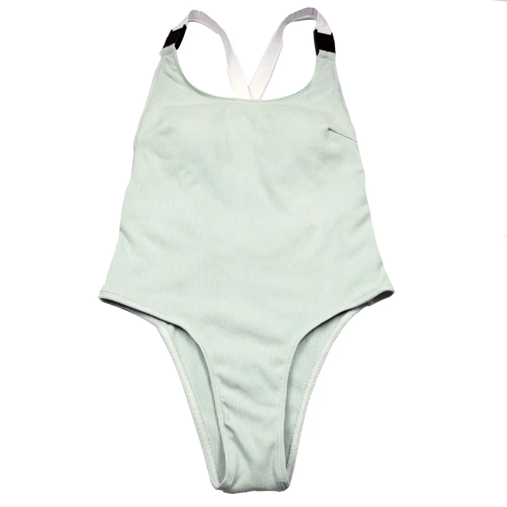 Купальник для женщин Белый Цельный купальник с лямками на шее u образный вырез