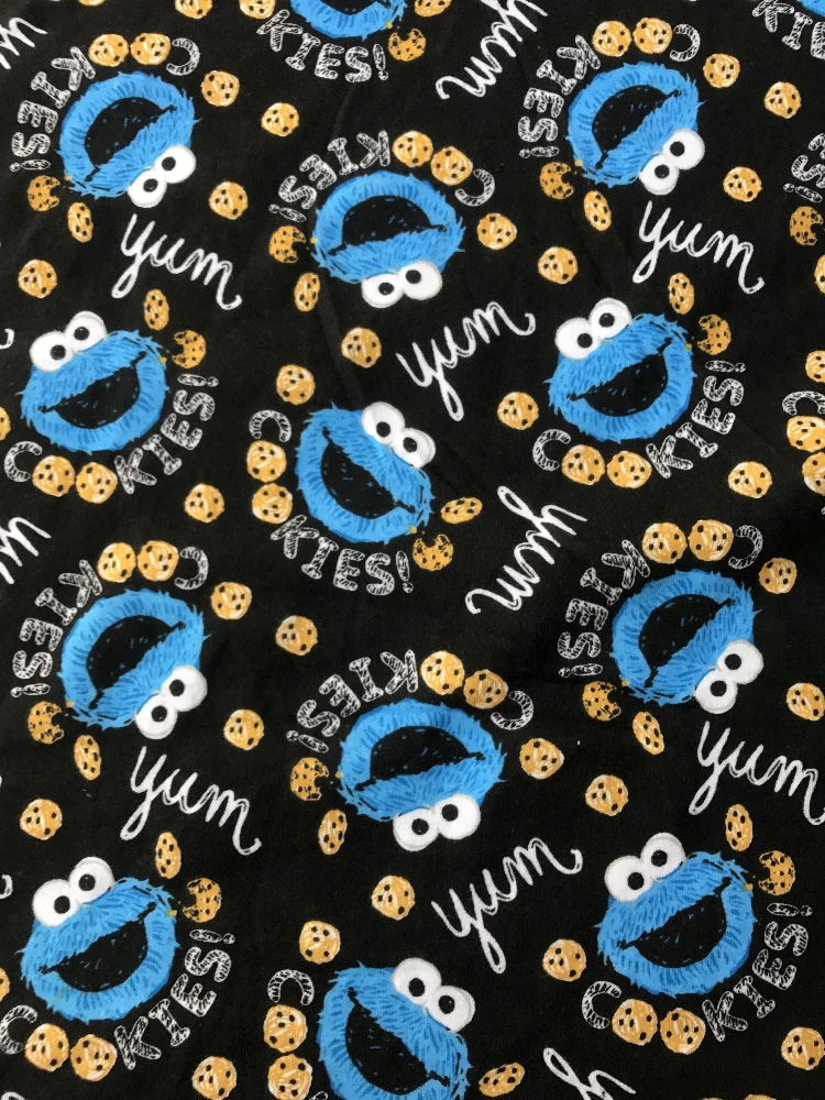 Синий Улица Сезам Cookie Monster двойной трикотажной хлопковой ткани для Вышивание