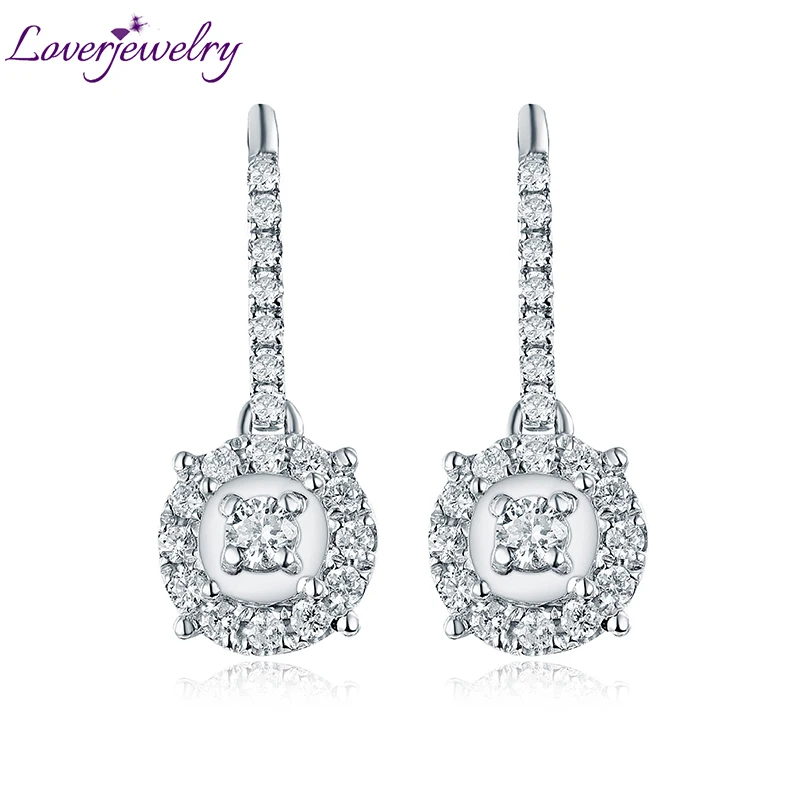 Серьги подвески из 18 каратного белого золота с бриллиантами|drop earrings|jewelry gold