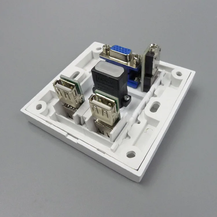 Vga hdmi аудио 3 5 мм настенная пластина с двойным USB разъемом мама мама|usb wall plate|wall