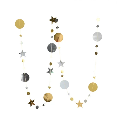 Гирлянда из бумаги в виде круга с золотыми и серебряными звездами, декоративный экран для свадьбы, дня рождения, детский Декор для спальни