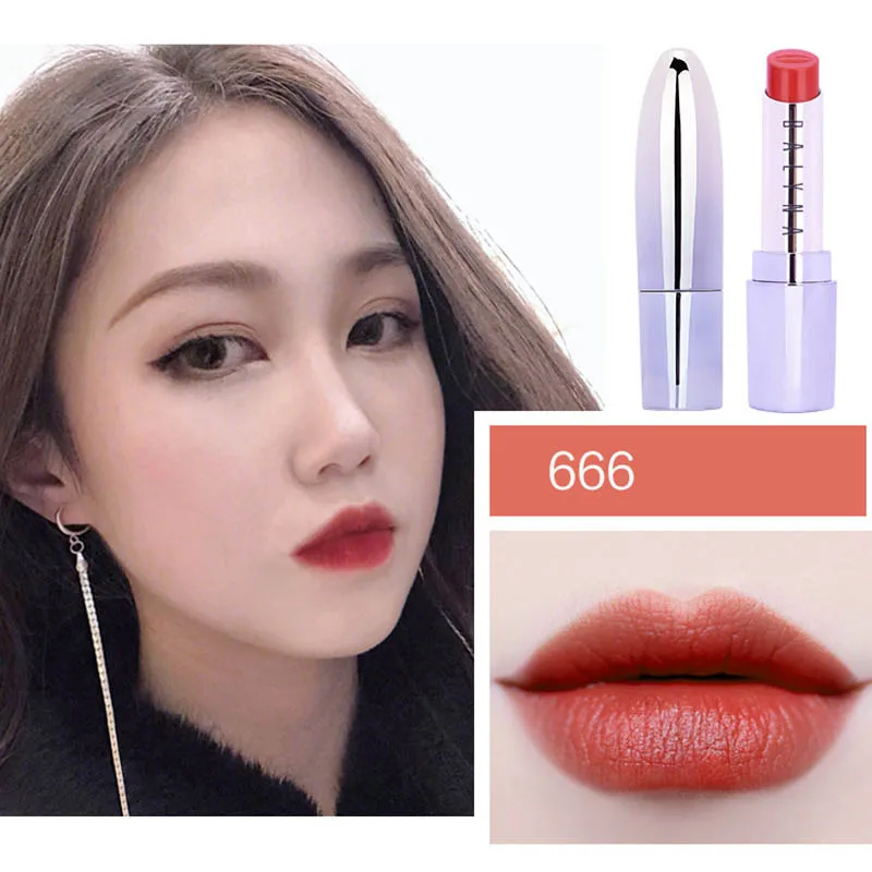 666 Корейская помада 8 цветов увлажняющая долговечная матовая помада красная помада для губ Макияж телесная Косметика Красота помады - Цвет: 666