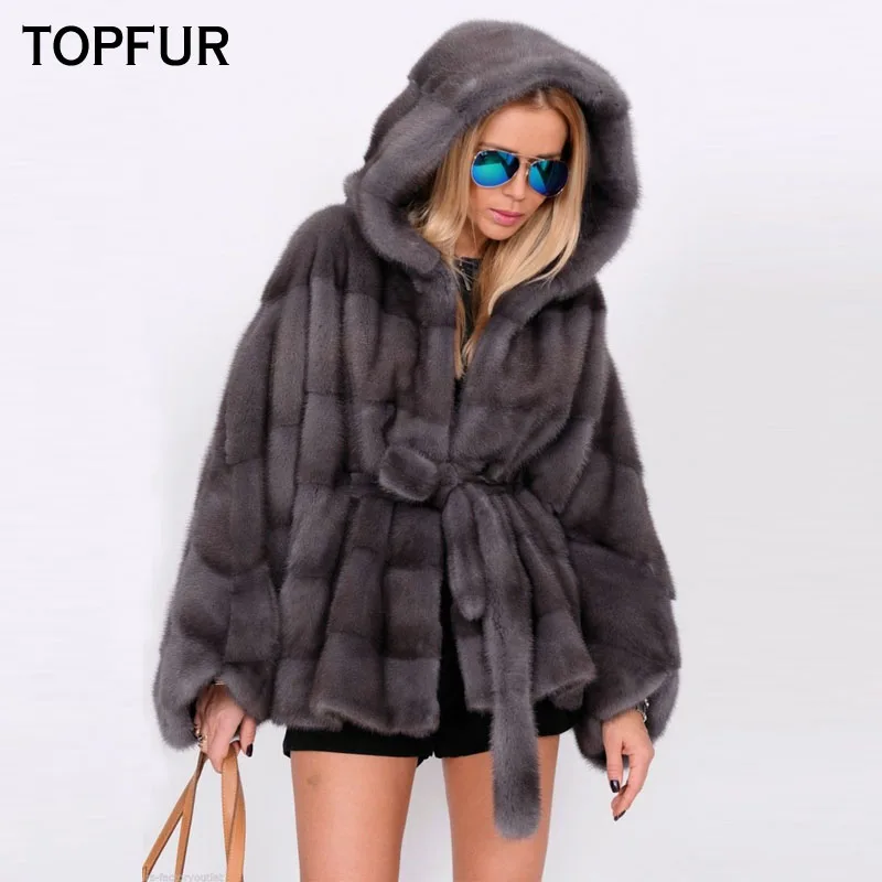 TOPFUR 2019 Новая мода зимнее женское пальто летучая мышь из натурального меха для