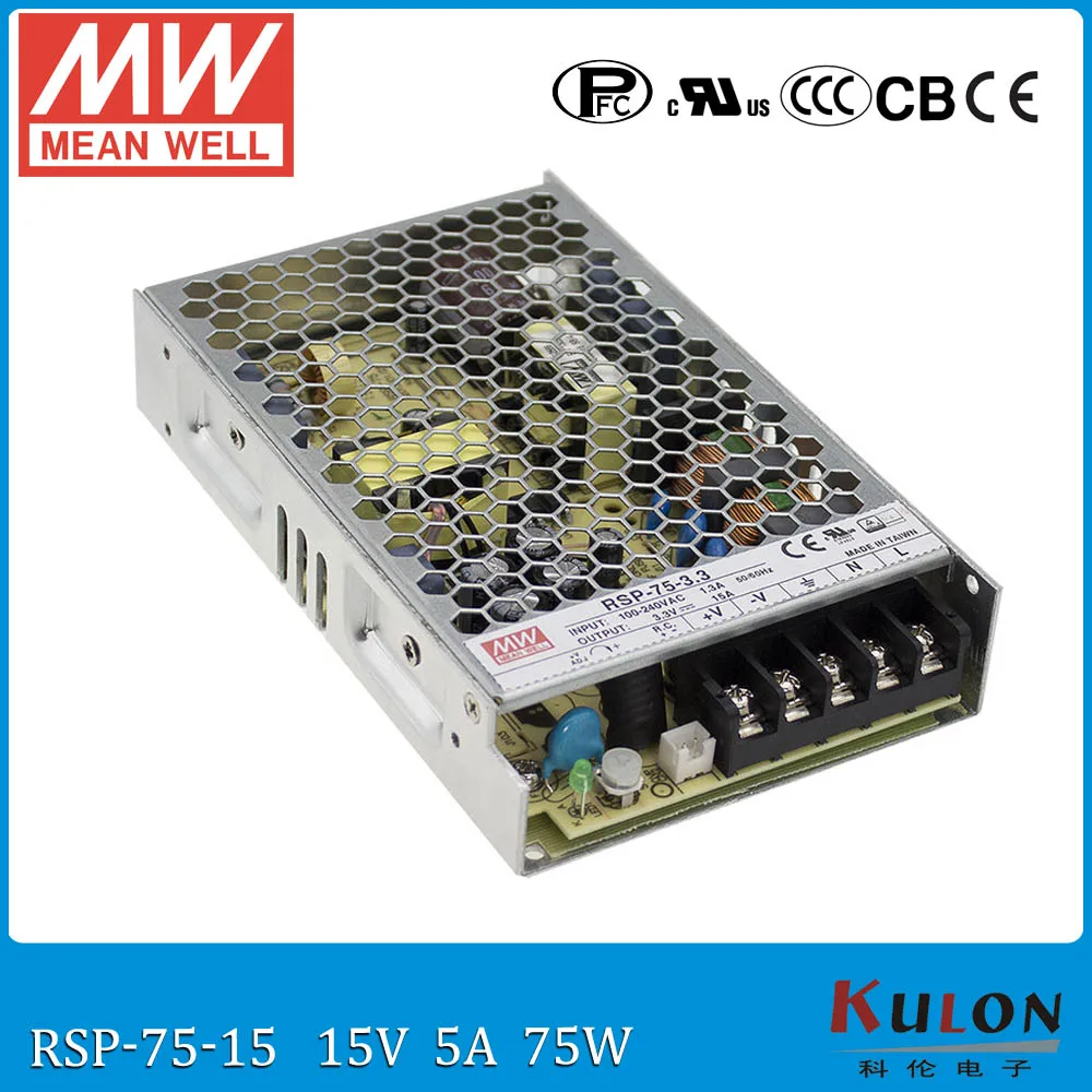 

Оригинальный импульсный источник питания Meanwell RSP-75-15 15V 75W 5A с PFC ac dc 15V