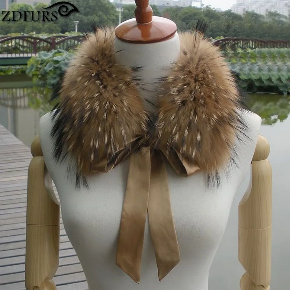 ZDFURS * Настоящий С воротником из меха енота глушитель меховой шарф для зимы с