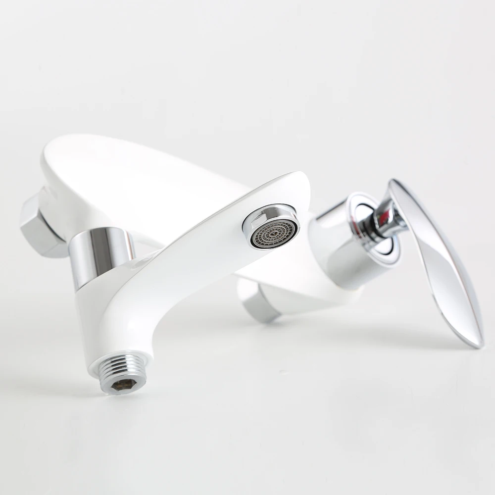 

Bathtub Faucets Chrome Bath Shower Set White Shower Set Bathtub Mixer Tap Dual Contral Shower Wall Mounted For Bathroom 877842K