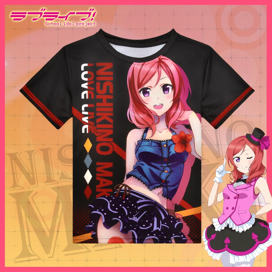 Японское аниме Love Live! Футболка Nishikino Maki из полиэстера летняя одежда для активного