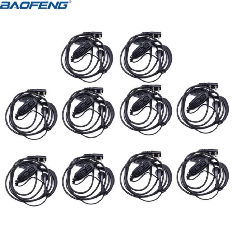 10 шт. Оригинальный Baofeng 2 Pin двойной радиотелефон с гарнитурой PTT Динамик для BaoFeng UV
