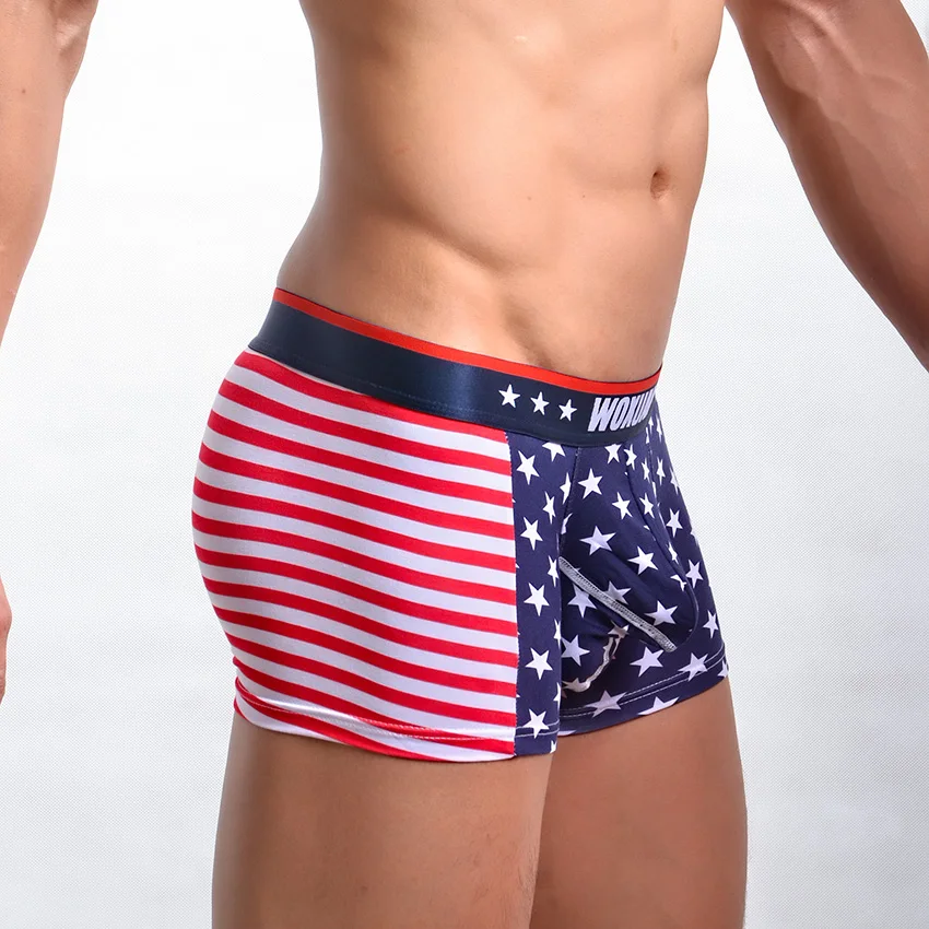 Мужские хлопковые трусы-боксеры с принтом в виде американского флага | Мужская