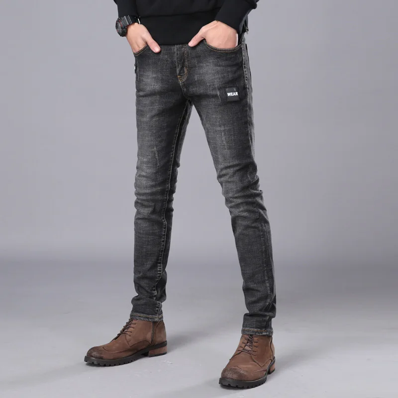 

2018 New Men Skinny Cotton Jeans Stretch Fashion Classic Dark Blue Slim Brand Jeans Male Trousers Plus Size